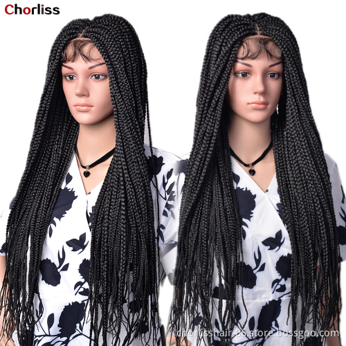 Wholesale Handmade Braiding Wig Brazilian kinky Twist Afro Braided Synthetic Lace Front Wigs With Baby Hair For Black Women